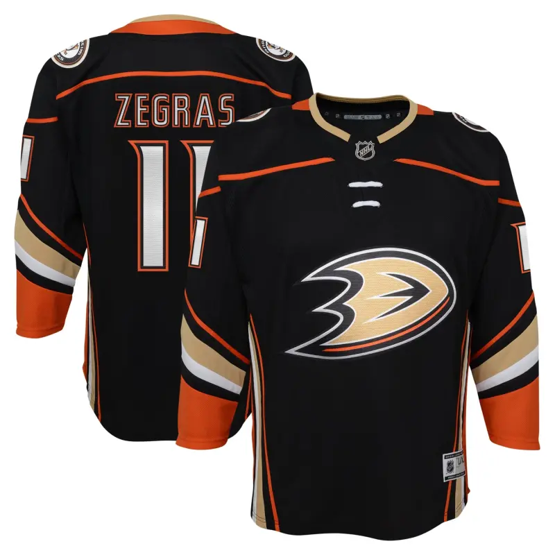 youth trevor zegras black anaheim ducks home premier player jersey