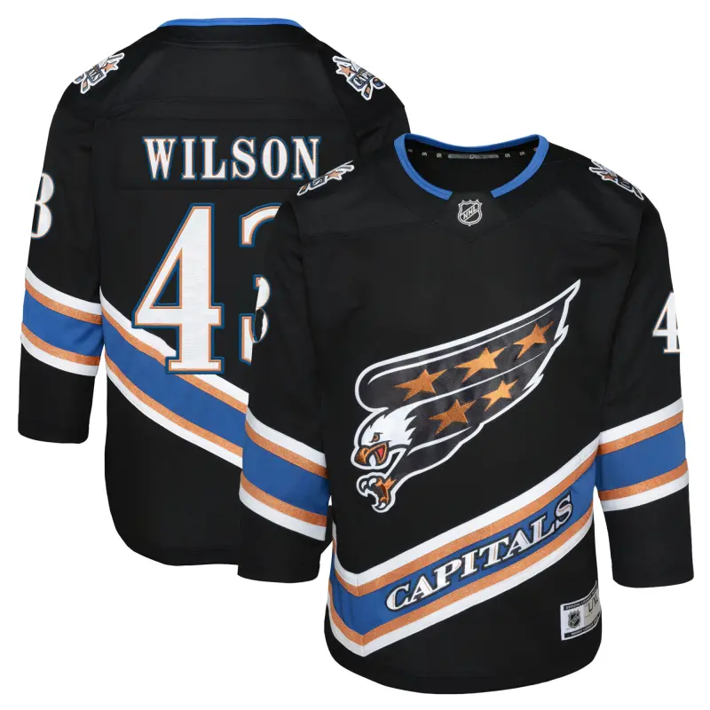 youth tom wilson black washington capitals alternate 50th anniversary premier player jersey